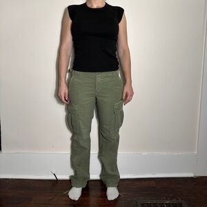 Y2K American Eagle Green Cargo Ex Boyfriend Jeans Size 4